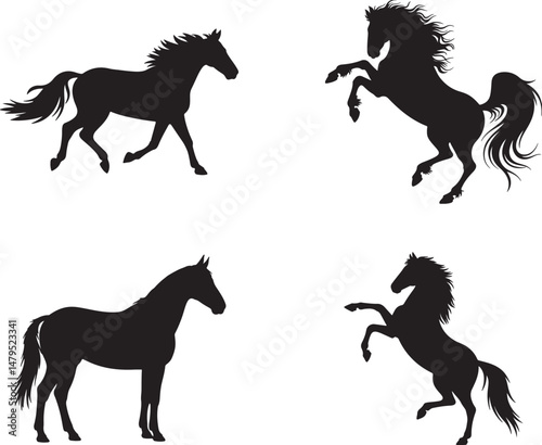 
A Set Of  Horse Silhouette vector Design