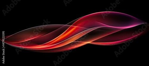 Abstract flowing lines of red and orange