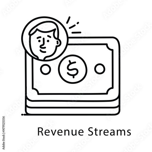 Revenue Streams Vector Outline Style Icon. Eps 10 file