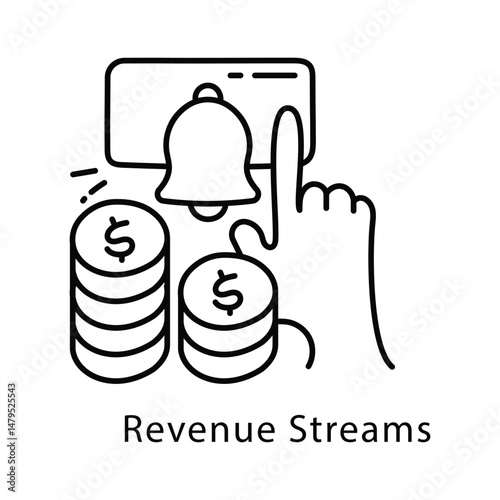 Revenue Streams Vector Outline Style Icon. Eps 10 file