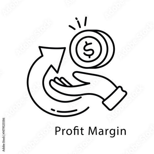 Profit Margin Vector Outline Style Icon. Eps 10 file