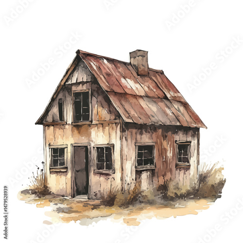 Warehouse, watercolor vector, isolated on a white background.