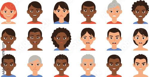 Diverse Emotions: Vector Faces Set