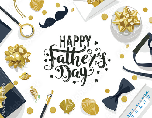 Hand-lettered “Happy Father’s Day” with stylish decorations and calligraphy. Perfect for greeting cards, posters, social media, and celebration designs honoring dads.