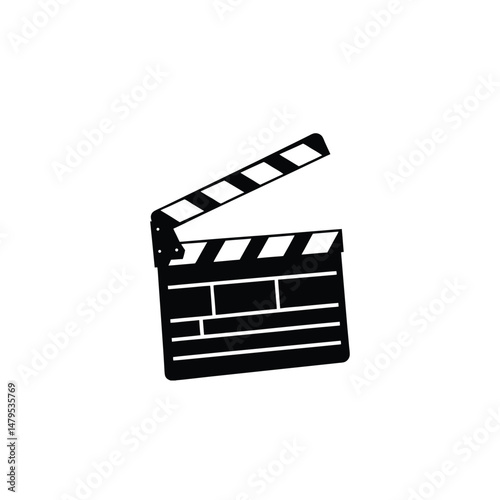 Clapper board silhouette on white background