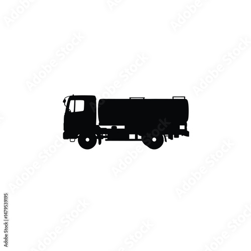 Fuel truck silhouette on white background