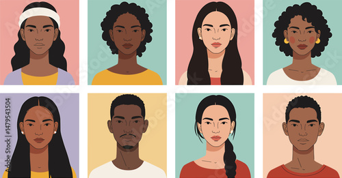 Minimalist Vector Portraits: Global Diversity