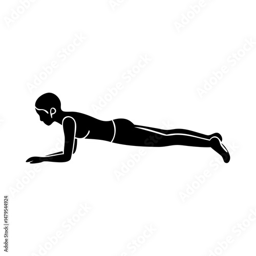 Silhouette of a woman doing a forearm plank exercise for core strength