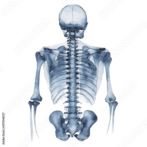 X-ray Image, watercolor illustration, isolated on a white background.