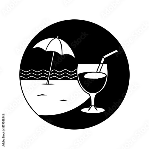 poolside drink icon, poolside drink silhouette vector illustration-simple silhouette illustration of poolside drink,poolside drink vector