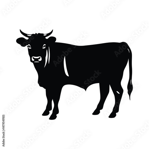Cow Silhouette Clipart on White Background