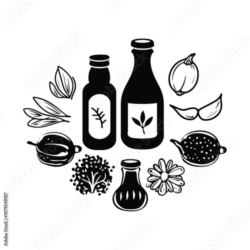 Condiments and Spices Silhouette Clipart