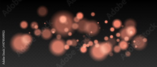Peach bokeh. Warm glowing circles with blur and transparency on dark surface, abstract dreamy light spots for romantic or festive backgrounds.