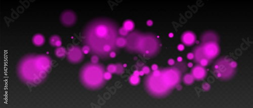Purple bokeh. Warm glowing circles with blur and transparency on dark surface, abstract dreamy light spots for romantic or festive backgrounds.