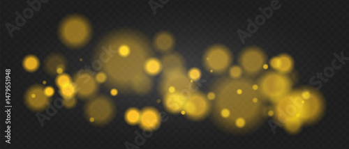 Yellow bokeh. Soft glowing spheres with warm tint and blur, floating abstract particles for elegant, dreamy or romantic visual compositions.