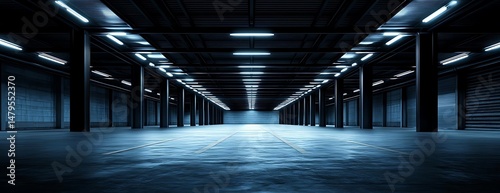 Empty dark parking garage, urban background