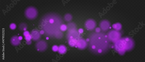 Purple bokeh. Soft glowing spheres with warm tint and blur, floating abstract particles for elegant, dreamy or romantic visual compositions.