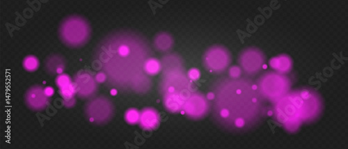 Purple bokeh. Soft glowing spheres with warm tint and blur, floating abstract particles for elegant, dreamy or romantic visual compositions.