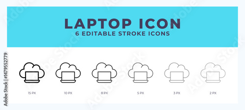 Laptop line icon symbol. Logo. Icon vector illustration with editable stroke.