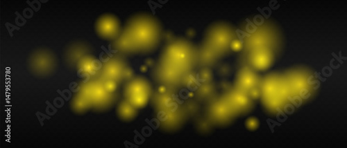 Orange glowing dots with smooth gradients and bokeh effect on dark transparent background. Abstract fire glow or warm light blur.