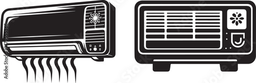 Modern Air Conditioner Vector Illustration – Cooling Device Clipart