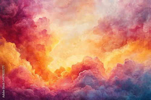 Colorful cloud formation dominates the twilight sky over a vast golden landscape, creating a serene and enchanting view, perfect for nature enthusiasts and photographers alike