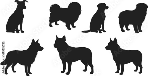 Vector Pet Silhouette Designs with Customizable Features