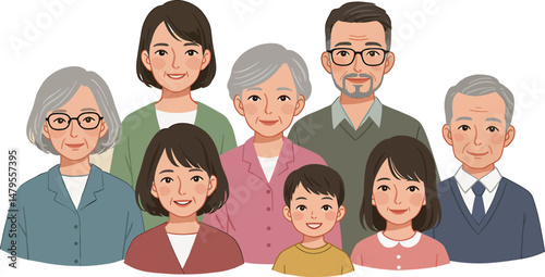 Multi-Generational Family Portraits: Warm & Inclusive Vector Art