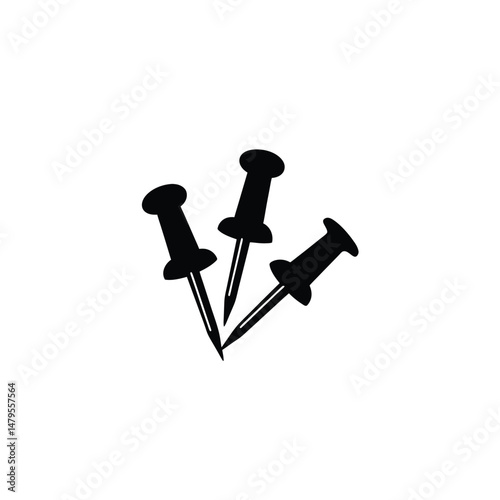 Push Pins silhouette on white background