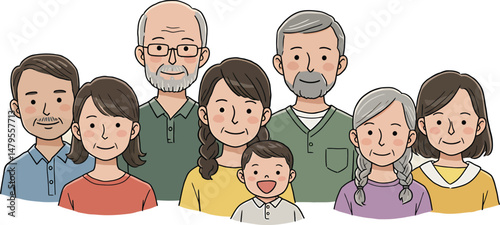 Multigenerational Family Portraits: Warm & Inclusive Vector Art