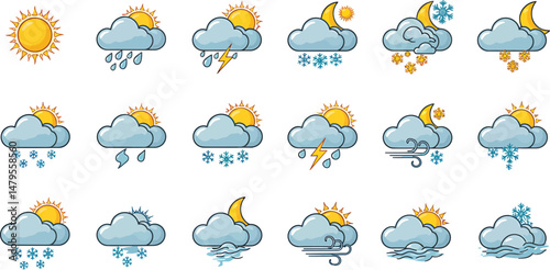 Vector Weather Icons: Seasonal Variations