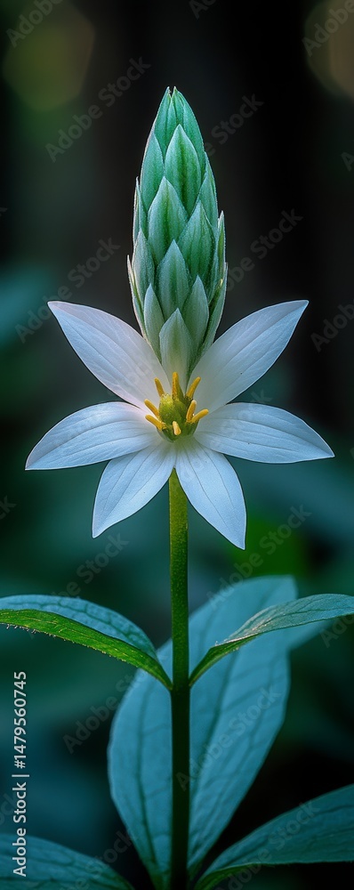 Obraz premium Close-up of Exquisite White Flower with Unique Bud