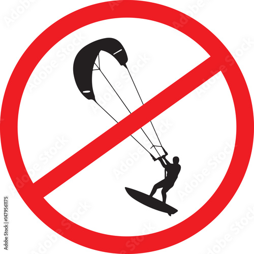 silhouette kite icon surfing isloated on a white background