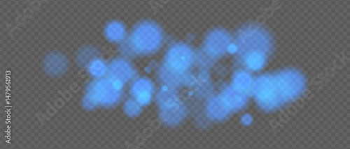 Pale blue glow clusters with strong bokeh and haze effect. Soft fire particles on transparent surface for warm ambient design.