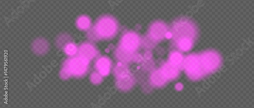 Pale purple glow clusters with strong bokeh and haze effect. Soft fire particles on transparent surface for warm ambient design.