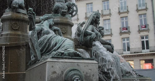 Wallpaper Mural Fountain of the Place Royale in Nantes, France, beautiful sculptured fountain 4k Torontodigital.ca