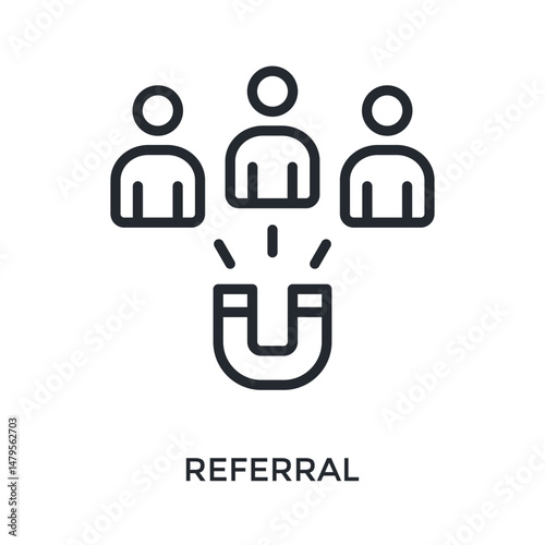 Referral Icon Outline Style. Vector Illustration For Graphic Design