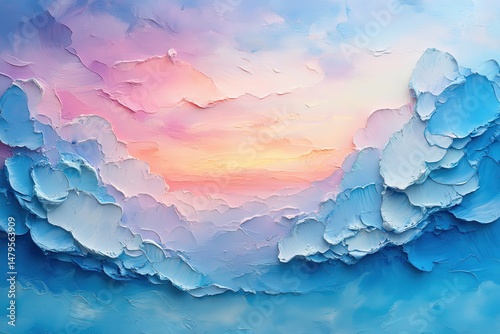 Beautiful sunset sky with pastel colors and fluffy clouds reflecting the serene beauty of nature in a tranquil landscape view