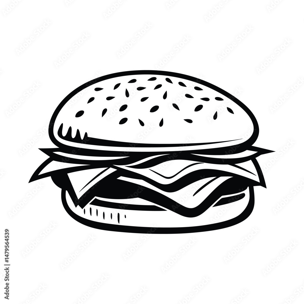 Fototapeta premium Fast Food Silhouette Clipart White Background