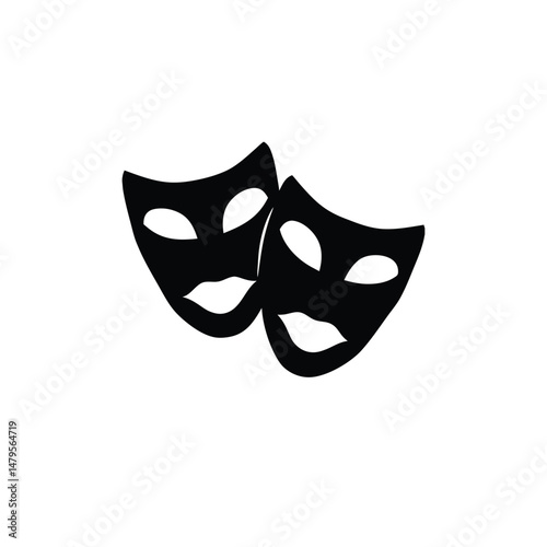 Theater mask silhouette on white background