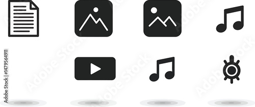 File Type Icons: Document, Image, Video, Audio