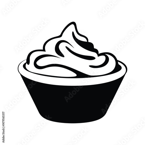 Sour Cream Silhouette Clipart White Background