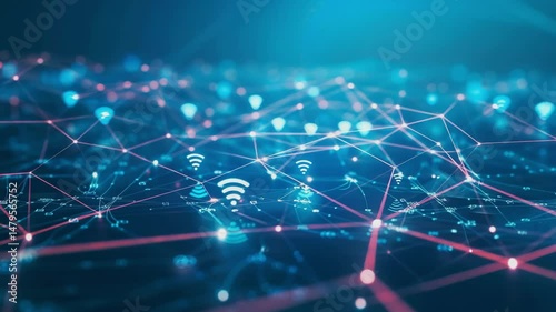 A wireless network and connection abstract data background with wifi symbol,white and blue theme, Generative AI Videos.