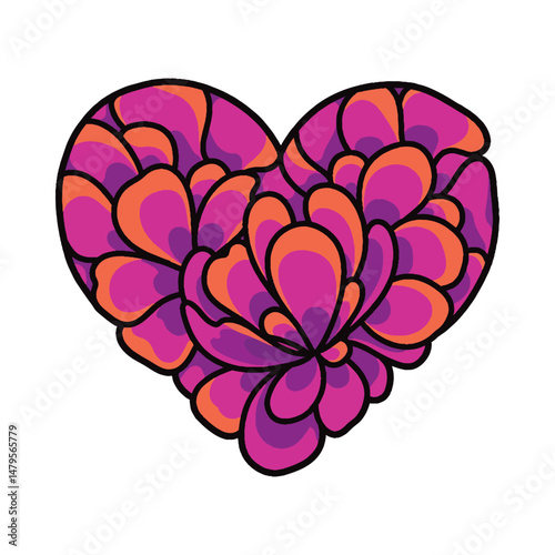 Floral Heart of Affection: A beautifully crafted heart, constructed from intricate floral petals, symbolizes love, affection, and appreciation.