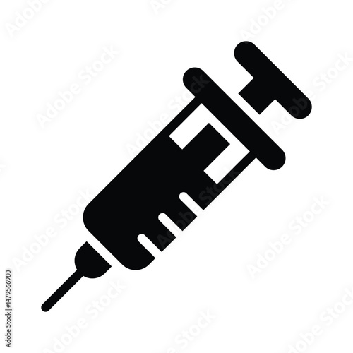 A well designed glyph icon of medical injection needle
