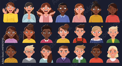 Vector Characters Expressing Emotions - Inclusive Representation
