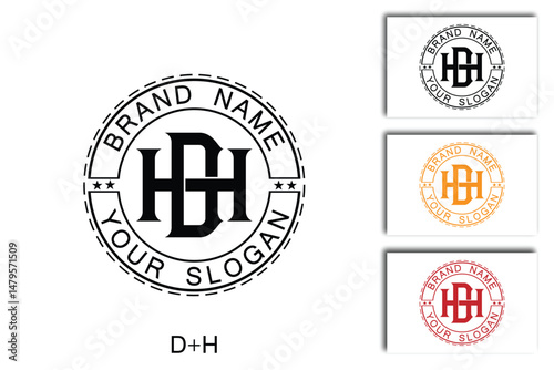 Modern HD Monogram Logo and DH Initial Letter Design – Clean Typography Vector Template