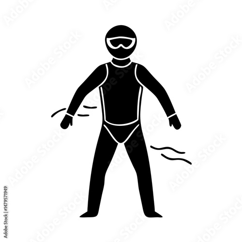 Illustration of a water skier getting ready or after performing tricks