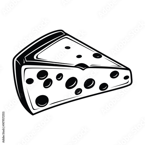 Cheese Silhouette Clipart on White Background