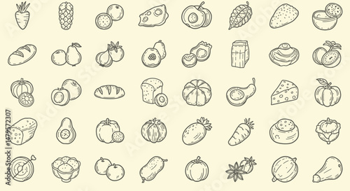 Vector Food and Culinary Icons - Detailed Linework
